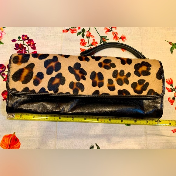 Charles David Pony Hair & Leather Black & Brown Clutch Bag - Picture 5 of 10